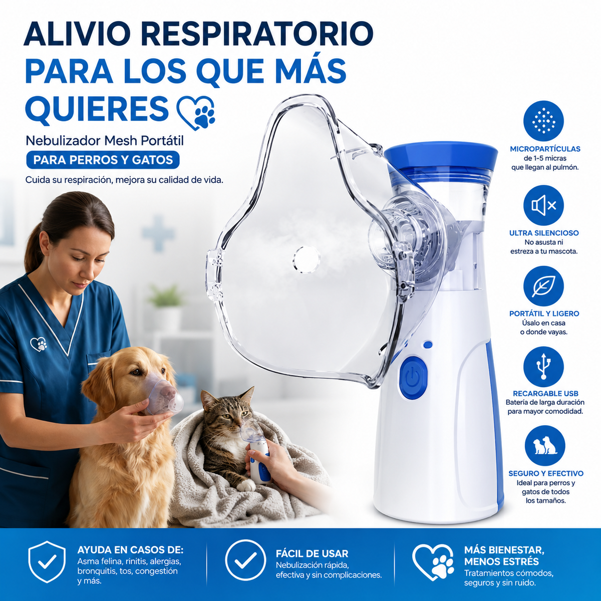 Nebulizador y Vaporizador portátil para Mascotas PERROS Y GATOS