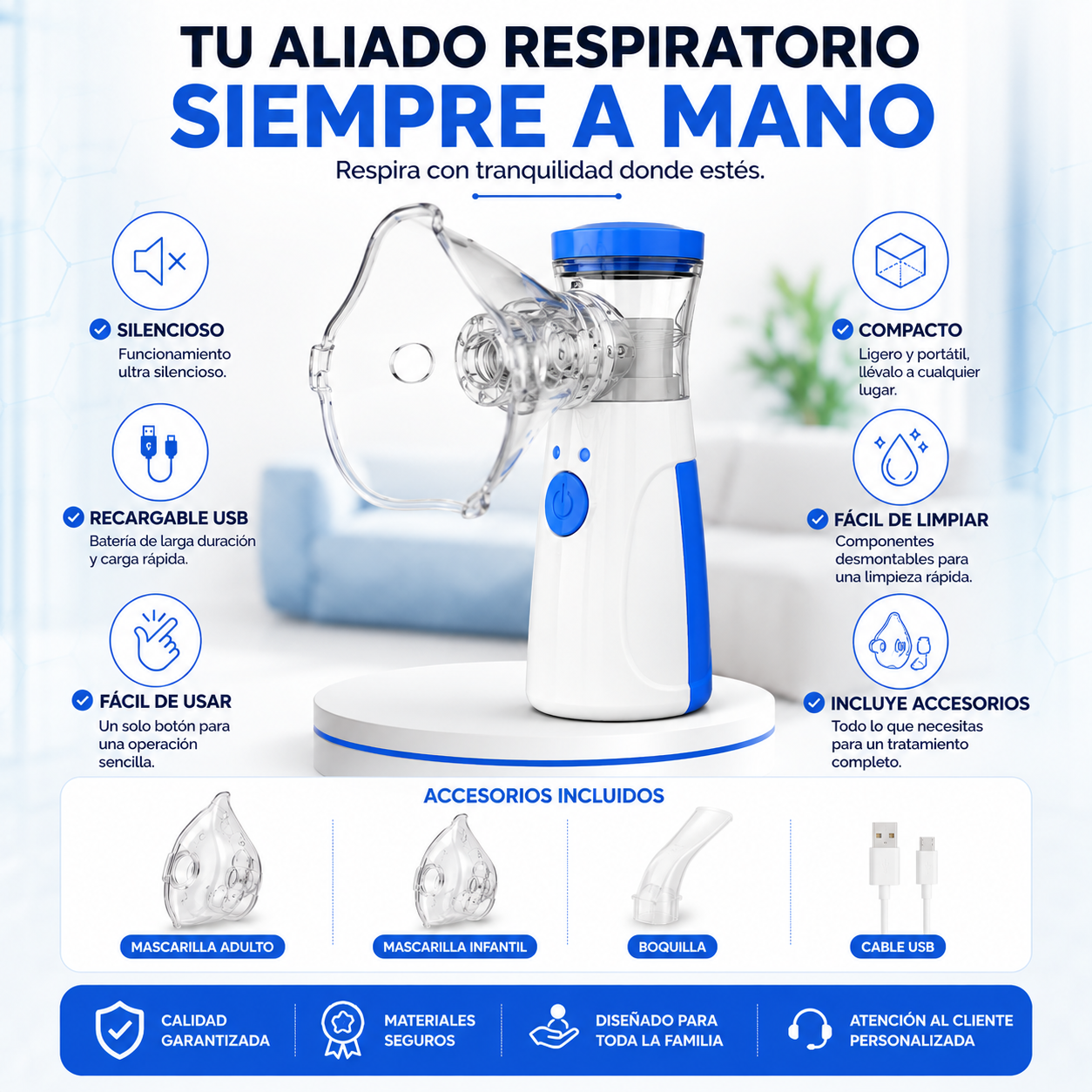 Nebulizador y Vaporizador Portátil Malla