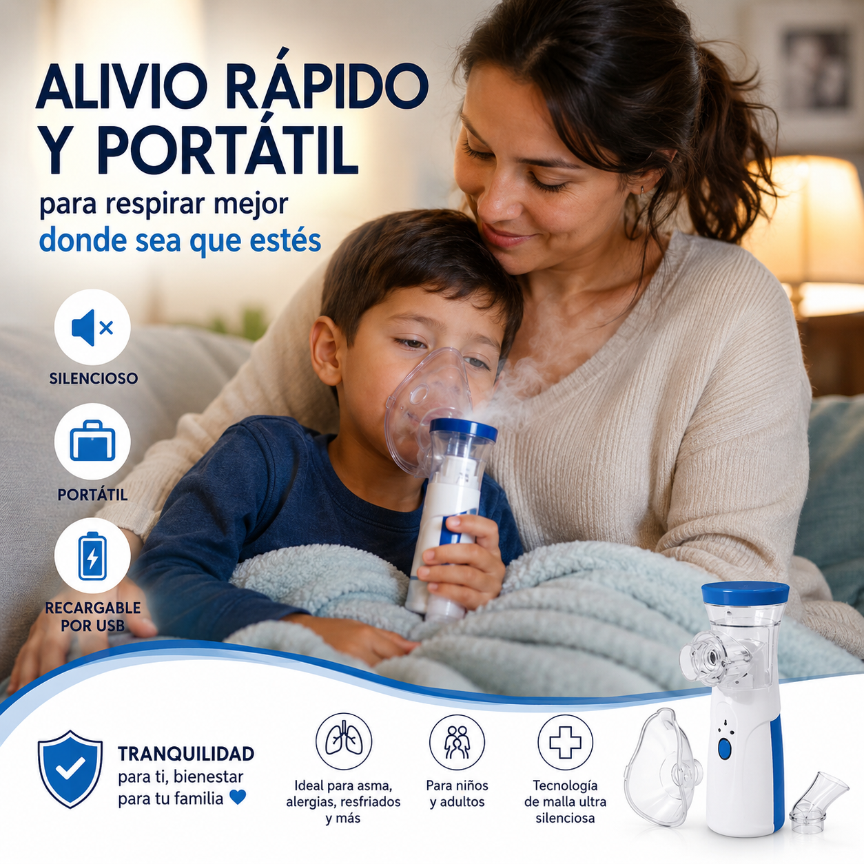 Nebulizador y Vaporizador Portátil Malla